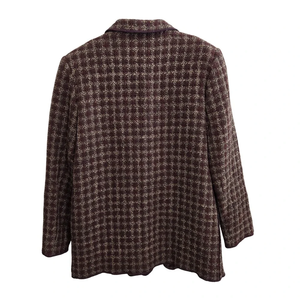 Harve Benard Women Blazer Jacket Wool Blend Burgundy Textured Size 14‎
